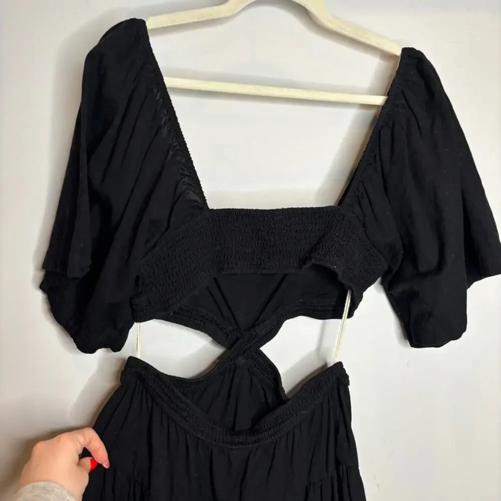 Free People Cross of Sunlight Mini Dress Black